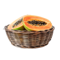 Papaya in a basket isolate on transparency background png