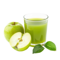 Green Apple juice front view isolate on transparency background png