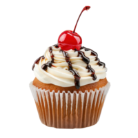 Cupcake with cherry on top front view isolate on transparency background png