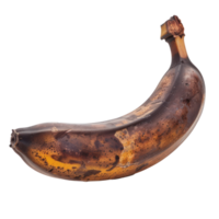 Brown single overripe banana isolate on transparency background png