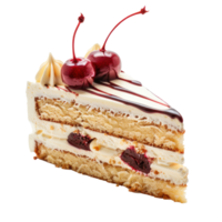 Cake portion with cherry on top isolate on transparency background png