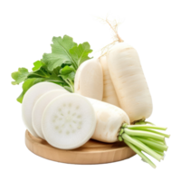 Fresh daikon radish with slice isolate on transparency background png