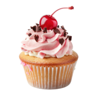 Cupcake with cherry on top front view isolate on transparency background png