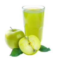 Green Apple juice front view isolate on transparency background png