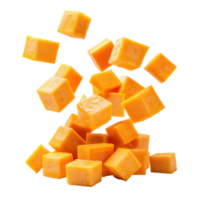 Falling cubes of Butternut Squash isolate on transparency background png