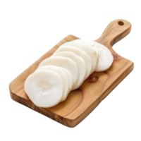 Sliced Daikon on chopping board isolate on transparency background png