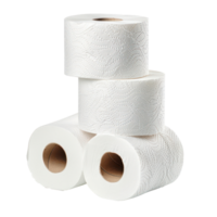 3 stack of Roll of toilet paper front view isolate on transparency background png