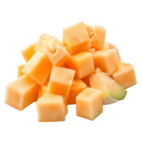 Cantaloupe melon chunks isolate on transparency background png