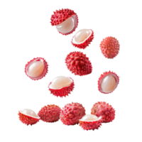 Falling slices of Lychee isolate on transparency background png