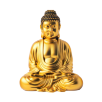 Figurine of the gold Buddha status front view isolate on transparency background png