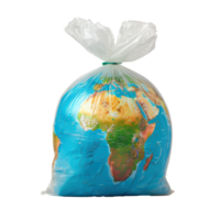 earth globe in a plastic trash bag front view isolate on transparency background png