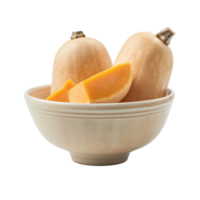 Butternut Squash in a bowl front view isolate on transparency background png