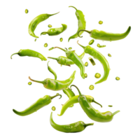 Falling Anaheim Peppers isolate on transparency background png