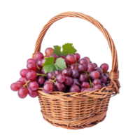 Red grapes in a basket front view isolate on transparency background png
