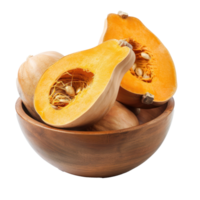 Butternut Squash in a bowl front view isolate on transparency background png