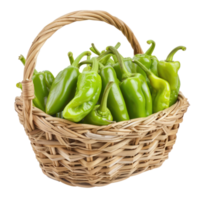 Anaheim Peppers in basket isolate on transparency background png