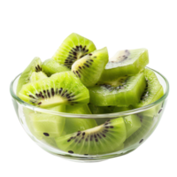 Sliced pieces of Kiwi in bowl front view isolate on transparency background png