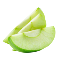 Slices of Green Apple, clipping path isolate on transparency background png
