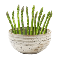 Asparagus in a bowl front view isolate on transparency background png