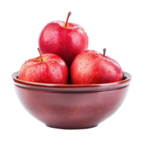 Fresh Apple in a bowl front view isolate on transparency background png