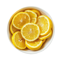 Sliced pieces of Lemon in bowl top view isolate on transparency background png