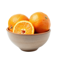 Fresh Orange in a bowl front view isolate on transparency background png