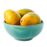 Fresh Mango in a bowl front view isolate on transparency background png