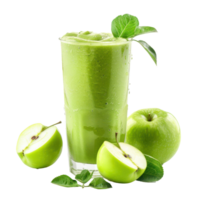 Green Apple Smoothie drink front view isolate on transparency background png