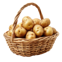 Potatoe in basket isolate on transparency background png