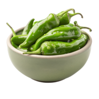 Anaheim Peppers in a bowl front view isolate on transparency background png