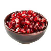 Sliced pieces of Pomegranate in bowl front view isolate on transparency background png