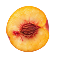 A slice of Peach, clipping path top view isolate on transparency background png