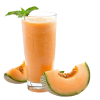 Cantaloupe melon Smoothie drink front view isolate on transparency background png