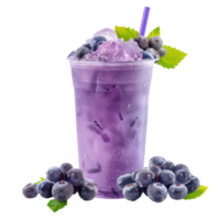 Blue grapes Smoothie drink front view isolate on transparency background png