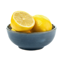 Lemon in a bowl front view isolate on transparency background png