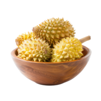 durian fruit in a bowl front view isolate on transparency background png