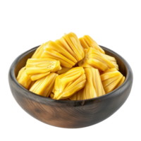 Sliced pieces of jackfruit in bowl front view isolate on transparency background png