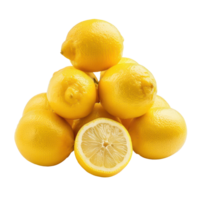 Heap of Fresh Lemon, clipping path isolate on transparency background png