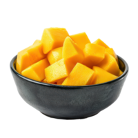 Sliced pieces of Mango in bowl front view isolate on transparency background png