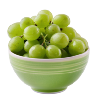 Green grapes in a bowl front view isolate on transparency background png