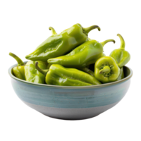 Anaheim Peppers in a bowl front view isolate on transparency background png