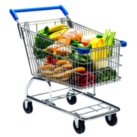 Transparent Background Design of a Realistic Shopping Cart in Isolated View Format png