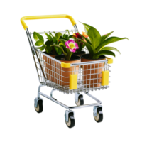 Illustration of a Realistic Shopping Cart in Isolated View with Transparent Background png