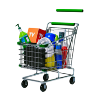 Realistic Shopping Cart Design with Transparent Background in Isolated Style png