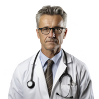 A man in a white lab coat and tie png