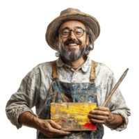 crafts men hold tools on transparent background png