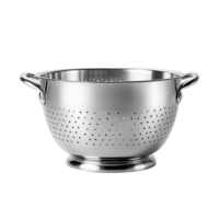 silver colander isolated on transparent background png