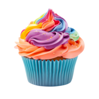 Rainbow cupcake isolated on transparent background png