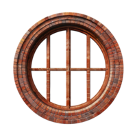 Vintage round brick window isolated on transparent background png