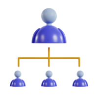 uma hierárquico estrutura com uma central figura e três subordinar figuras. png